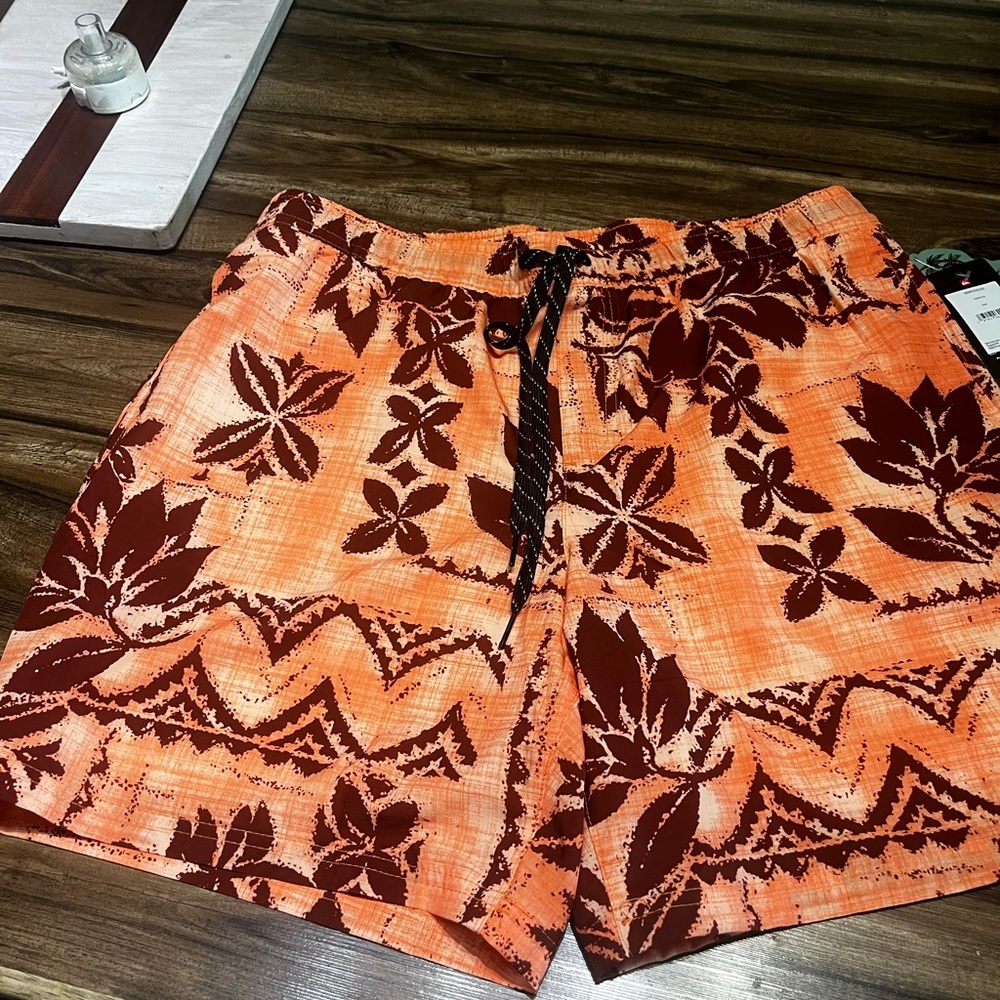 Quicksilver Papaya Orange Floral Men's Swim Shorts Large New